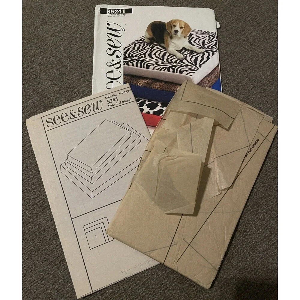 McCalls See Sew B5241 Pet Bed Sewing Pattern Crafts Small Medium Large